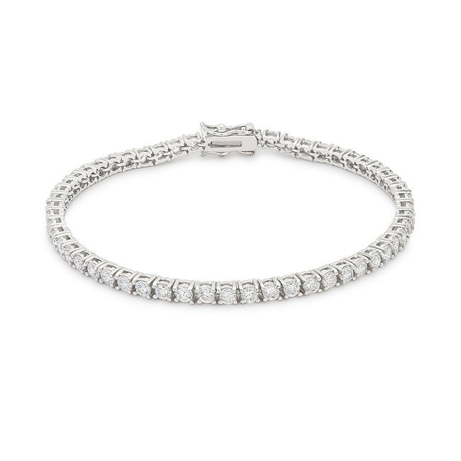 Silvertone Finish Victorian Cubic Zirconia Tennis 8 Inch Bracelet - LinkagejewelrydesignLinkagejewelrydesign