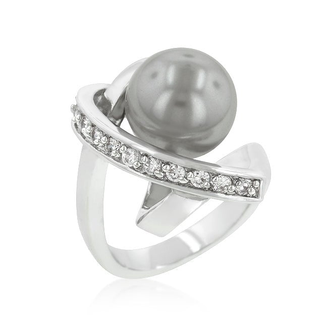 Silvertone Knotted Simulated Pearl Ring - LinkagejewelrydesignLinkagejewelrydesign