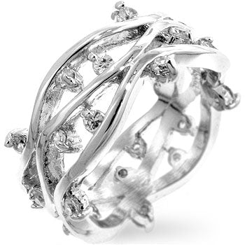 Silvertone Zircon Vines Ring - LinkagejewelrydesignLinkagejewelrydesign