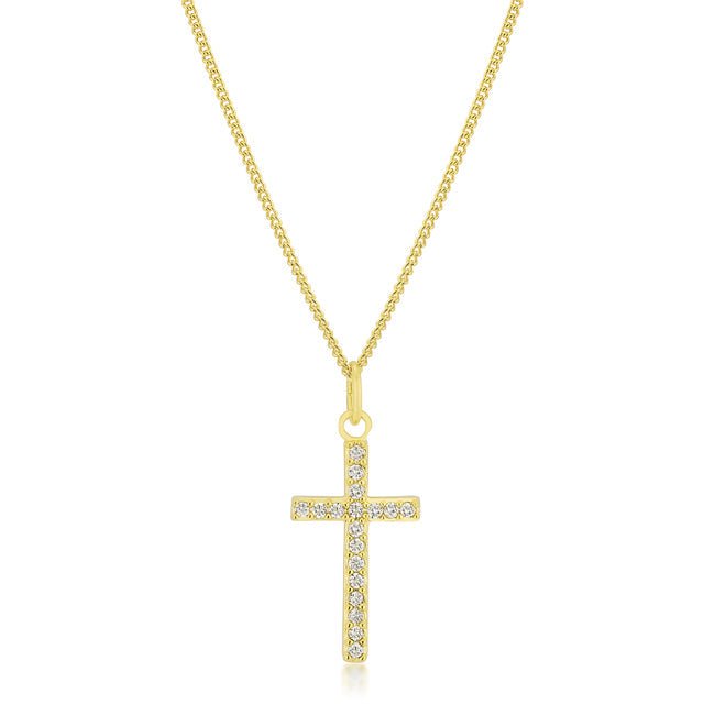 Simple Golden Cross Pendant - LinkagejewelrydesignLinkagejewelrydesign