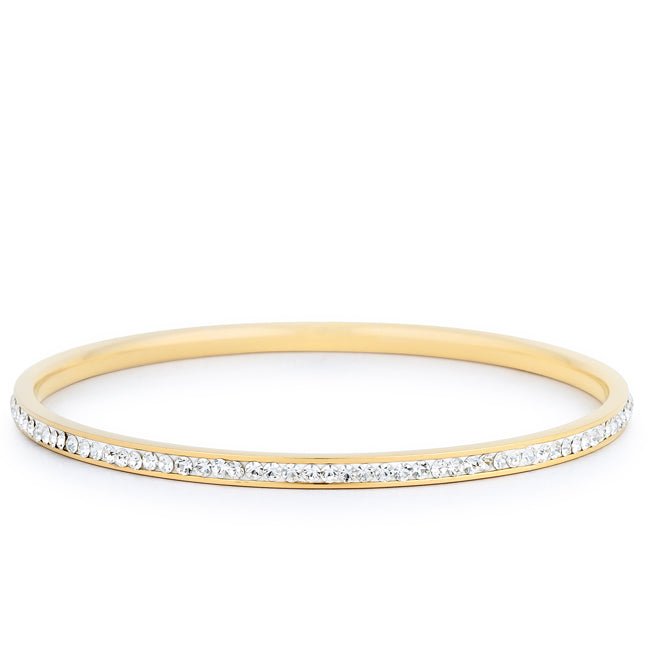 Simple Goldtone Finish Crystal Bangle - LinkagejewelrydesignLinkagejewelrydesign