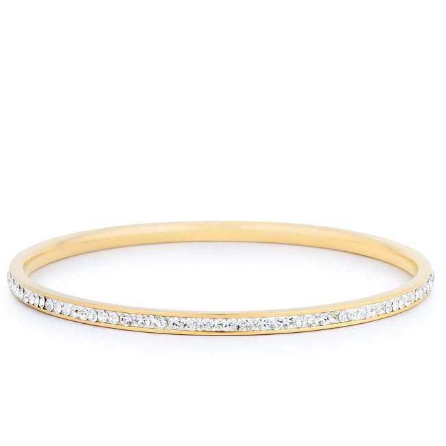 Simple Goldtone Finish Crystal Bangle - LinkagejewelrydesignLinkagejewelrydesign