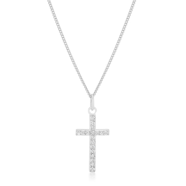 Simple Rhodium Plated Cross Pendant - LinkagejewelrydesignLinkagejewelrydesign