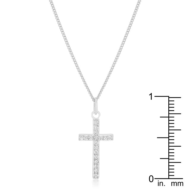 Simple Rhodium Plated Cross Pendant - LinkagejewelrydesignLinkagejewelrydesign