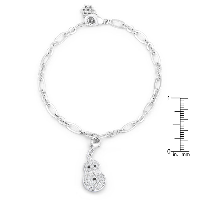 Snowman 0.2ct CZ Rhodium Holiday Charm Bracelet - LinkagejewelrydesignLinkagejewelrydesign