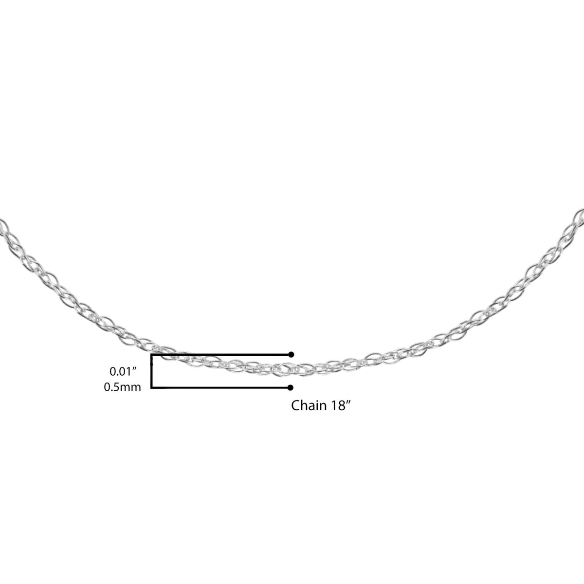 Solid 10K White Gold 0.5mm Rope Chain Necklace. Unisex Chain - Size 18&quot; Inches - LinkagejewelrydesignLinkagejewelrydesign