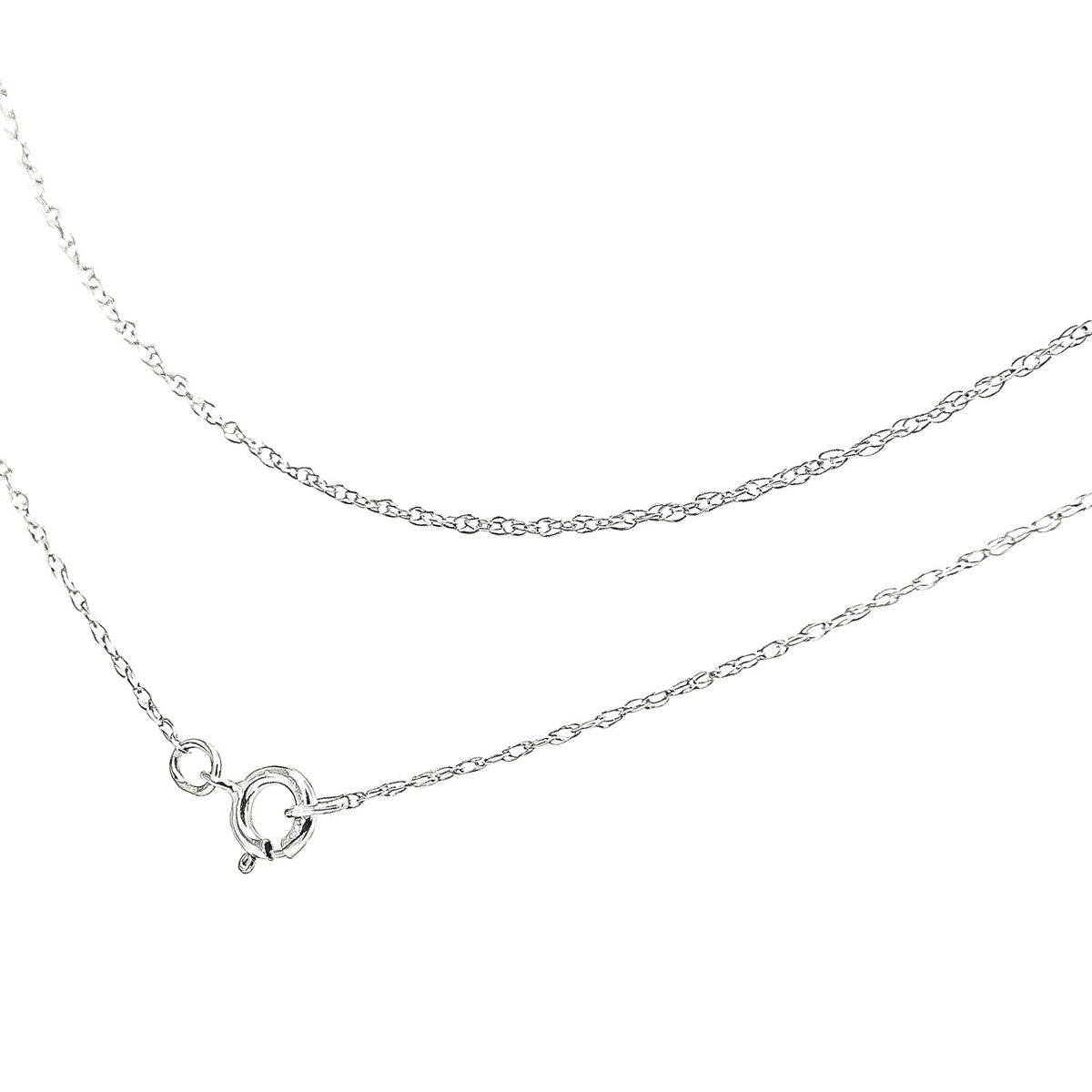 Solid 10K White Gold 0.5mm Rope Chain Necklace. Unisex Chain - Size 20&quot; Inches - LinkagejewelrydesignLinkagejewelrydesign