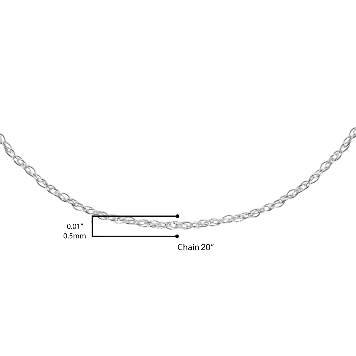 Solid 10K White Gold 0.5mm Rope Chain Necklace. Unisex Chain - Size 20&quot; Inches - LinkagejewelrydesignLinkagejewelrydesign