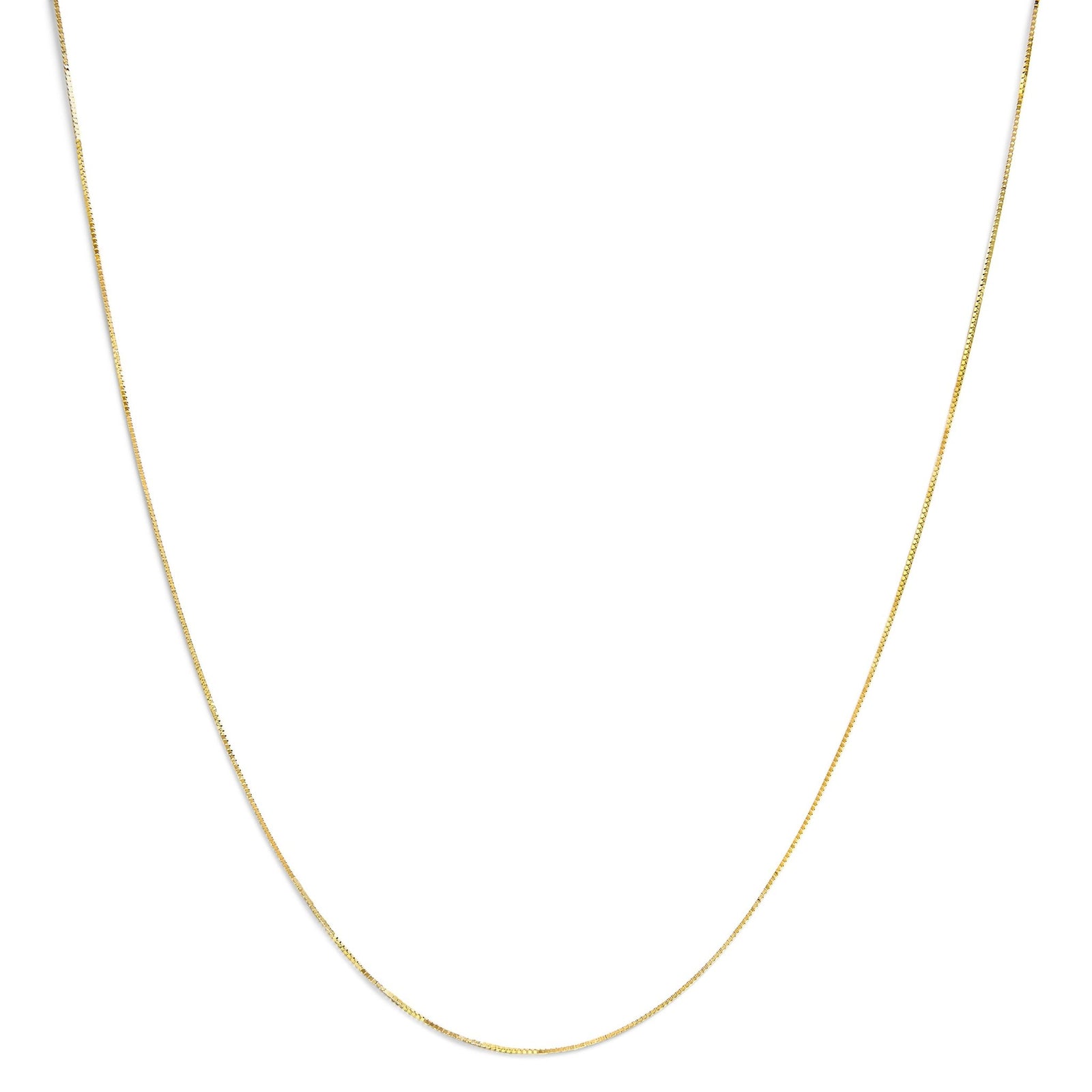 Solid 14K Yellow Gold 0.75mm Classic Box Chain Necklace. Unisex Chain - Size 18 Inches - LinkagejewelrydesignLinkagejewelrydesign