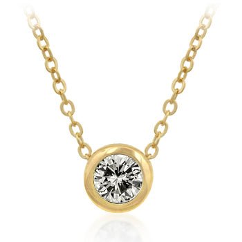 Solitaire Bezel Cubic Zirconia Golden Pendant - LinkagejewelrydesignLinkagejewelrydesign