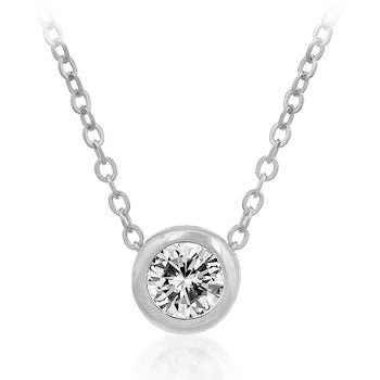 Solitaire Bezel Cubic Zirconia Pendant - LinkagejewelrydesignLinkagejewelrydesign