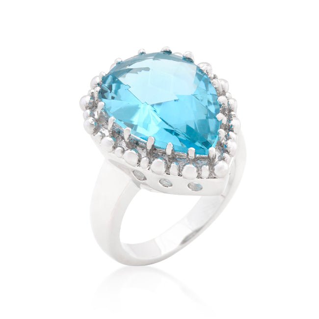 Solitaire Blue Topaz Cocktail Ring - LinkagejewelrydesignLinkagejewelrydesign