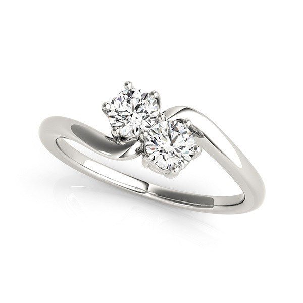 Solitaire Two Stone Diamond Ring in 14k White Gold (1/2 cttw) - LinkagejewelrydesignLinkagejewelrydesign