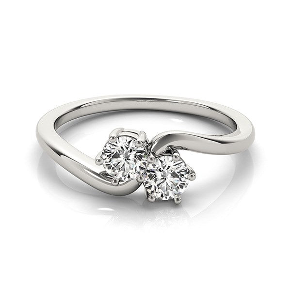 Solitaire Two Stone Diamond Ring in 14k White Gold (1/2 cttw) - LinkagejewelrydesignLinkagejewelrydesign