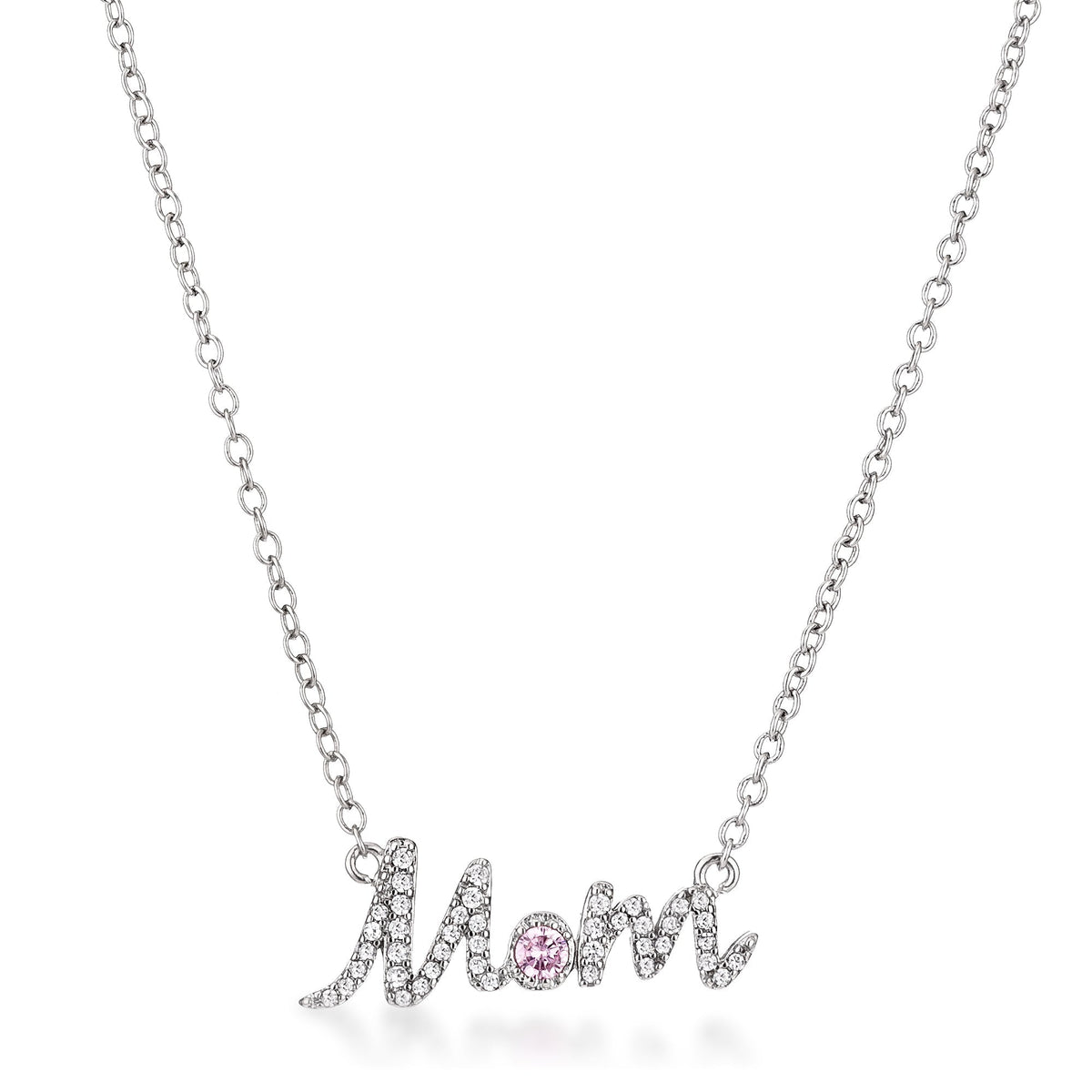 Sparkling &quot;Mom&quot; Script Necklace - LinkagejewelrydesignLinkagejewelrydesign