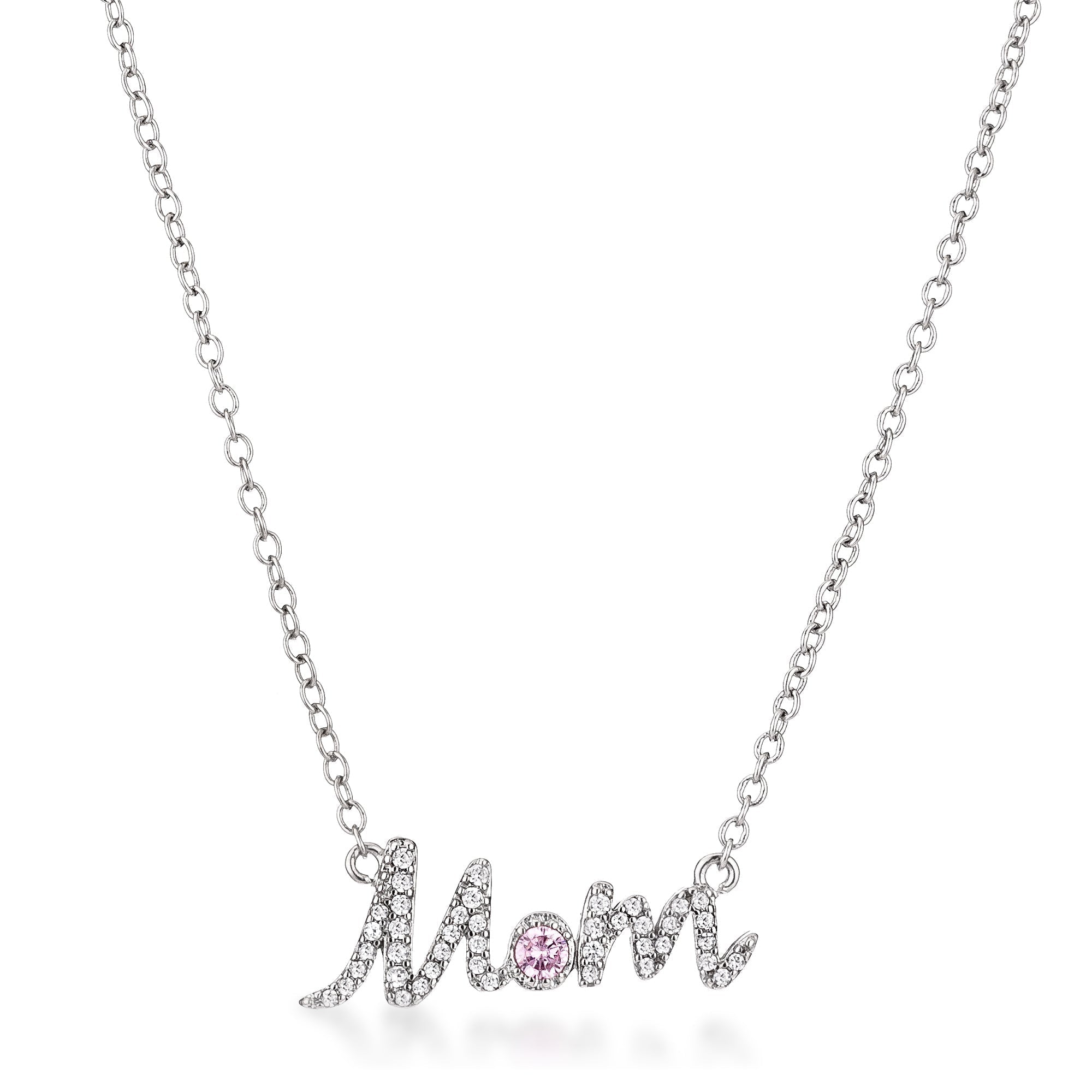 Sparkling "Mom" Script Necklace - LinkagejewelrydesignLinkagejewelrydesign