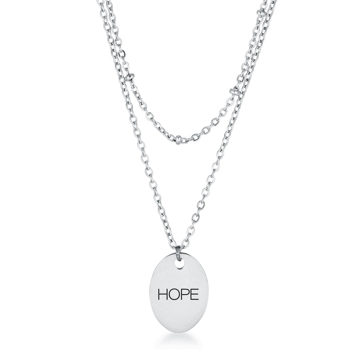 Stainless Steel Double Chain HOPE Necklace - LinkagejewelrydesignLinkagejewelrydesign