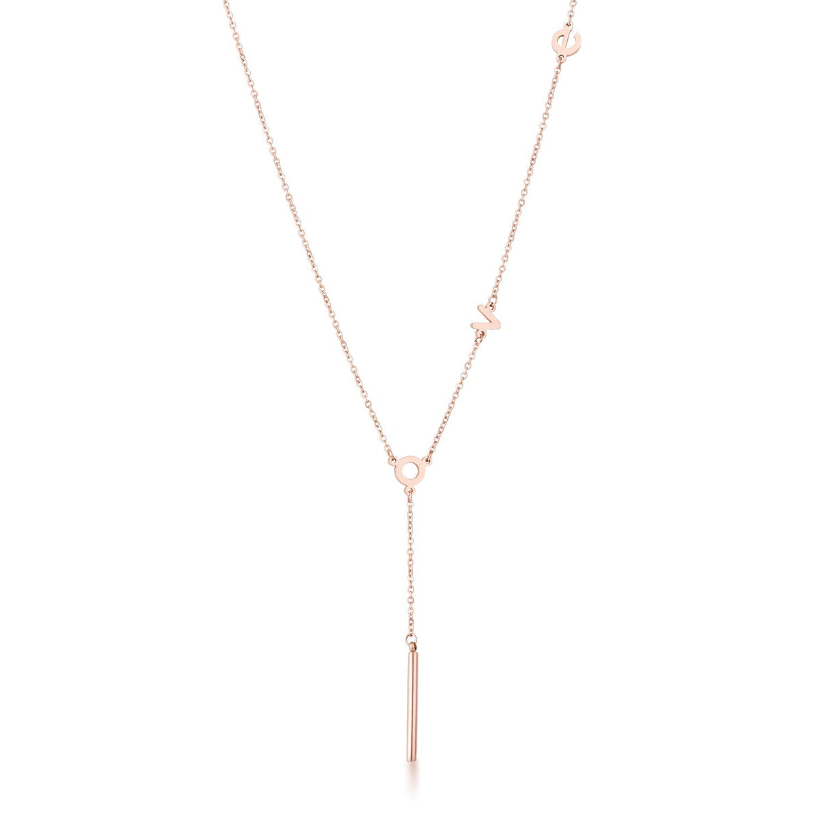 Stainless Steel Rose Goldtone LOVE Necklace - LinkagejewelrydesignLinkagejewelrydesign