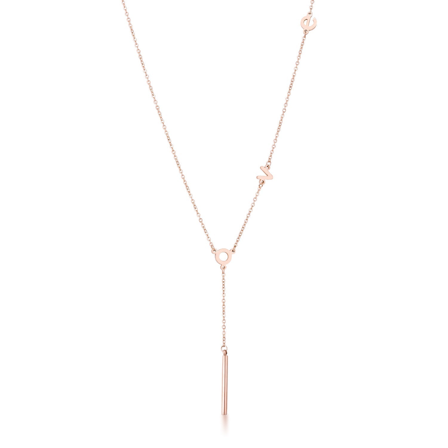 Stainless Steel Rose Goldtone LOVE Necklace - LinkagejewelrydesignLinkagejewelrydesign
