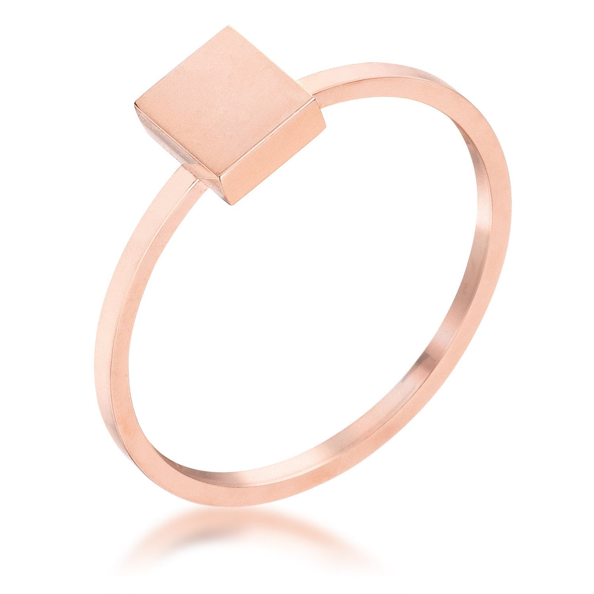 Stainless Steel Rose Goldtone Plated Square Stackable Ring, &lt;b&gt;Size 5&lt;/b&gt; - LinkagejewelrydesignLinkagejewelrydesign