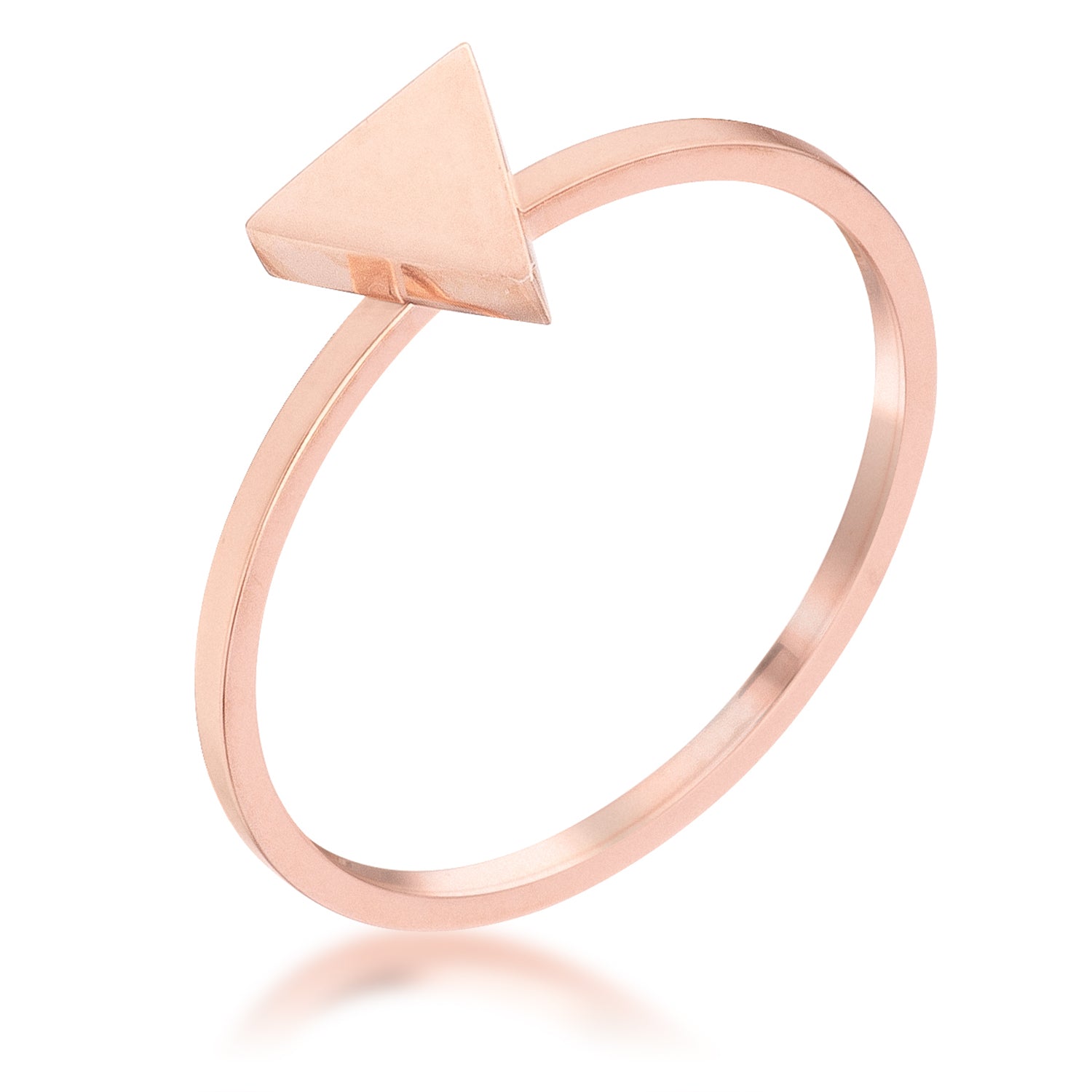 Stainless Steel Rose Goldtone Plated Triangle Stackable Ring, <b>Size 5</b> - LinkagejewelrydesignLinkagejewelrydesign
