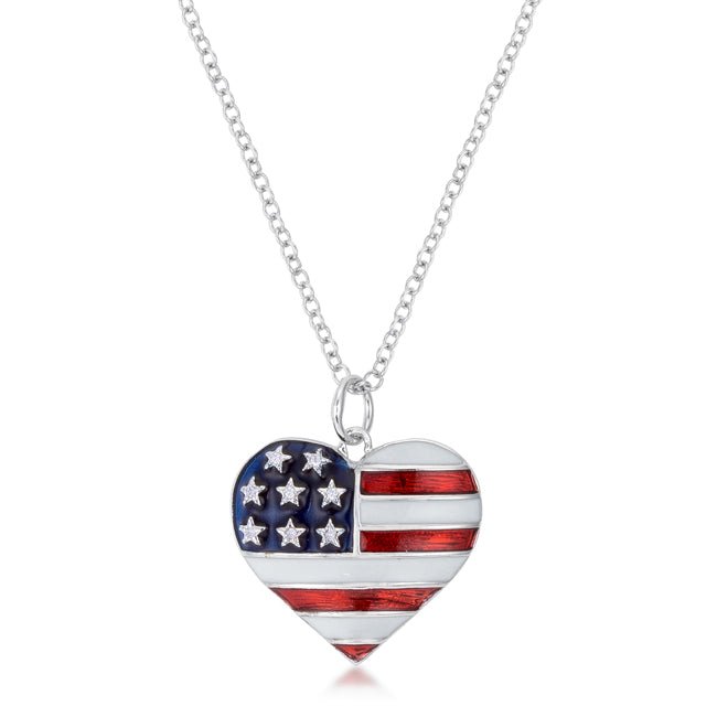 Stars and Stripes Rhodium Necklace with CZ - LinkagejewelrydesignLinkagejewelrydesign