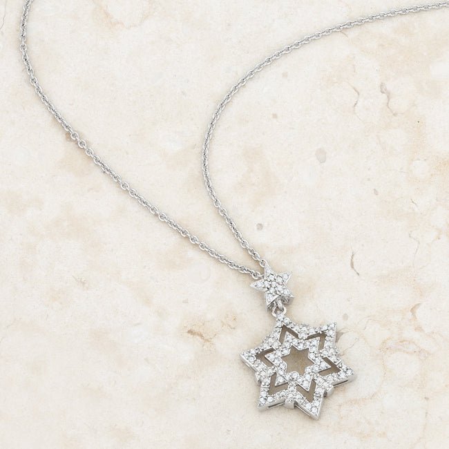 Stella 0.3ct CZ Rhodium Star Drop Necklace - LinkagejewelrydesignLinkagejewelrydesign