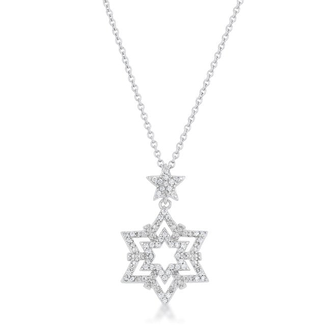 Stella 0.3ct CZ Rhodium Star Drop Necklace - LinkagejewelrydesignLinkagejewelrydesign