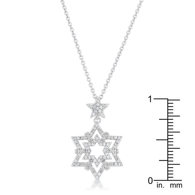 Stella 0.3ct CZ Rhodium Star Drop Necklace - LinkagejewelrydesignLinkagejewelrydesign