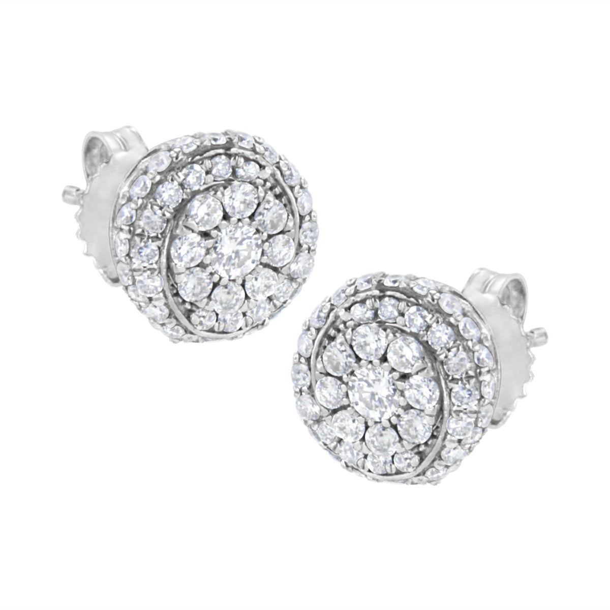 Sterling Silver 1 cttw Lab Grown Diamond Cluster Stud Earring (F-G Color, VS2-SI1 Clarity) - LinkagejewelrydesignLinkagejewelrydesign