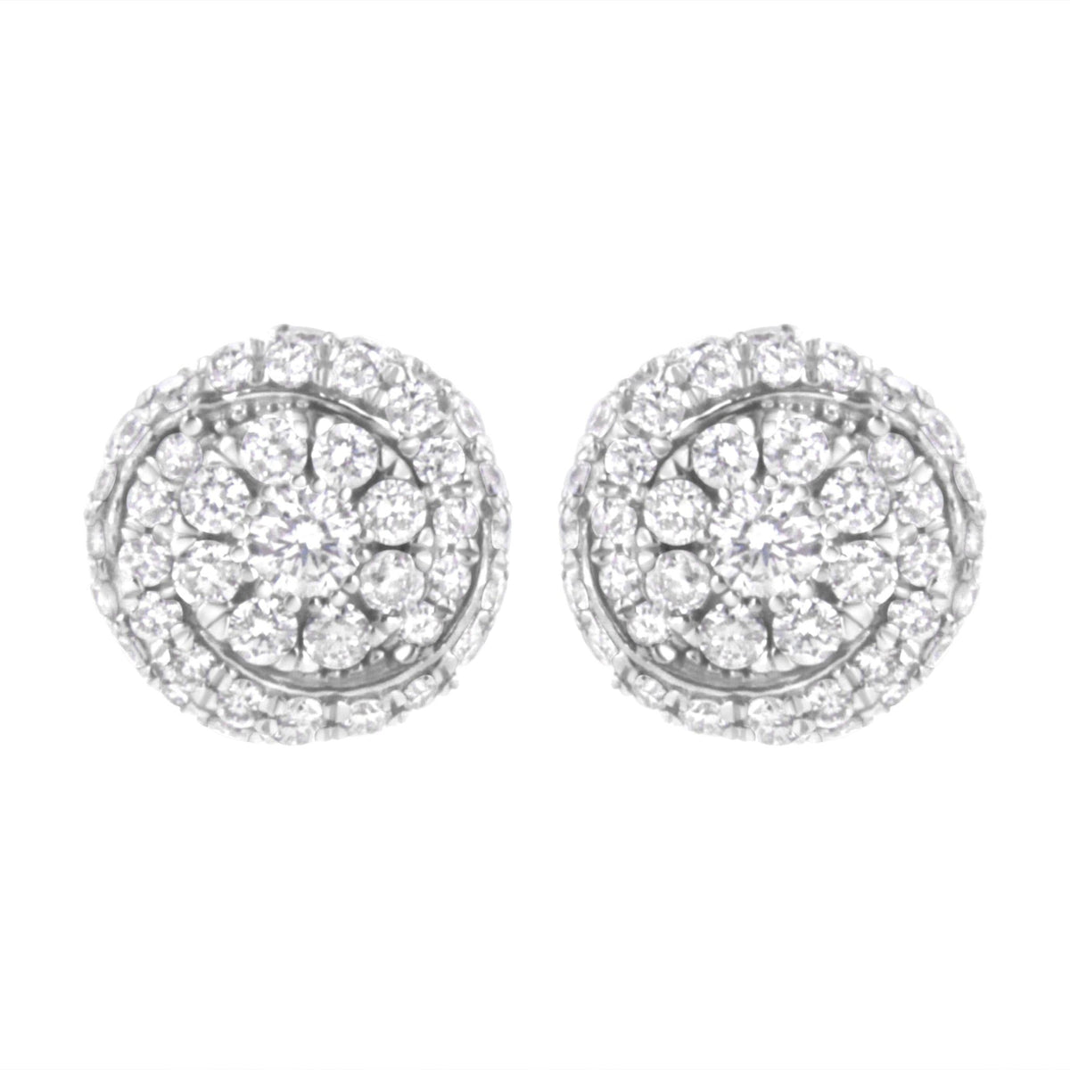 Sterling Silver 1 cttw Lab Grown Diamond Cluster Stud Earring (F-G Color, VS2-SI1 Clarity) - LinkagejewelrydesignLinkagejewelrydesign