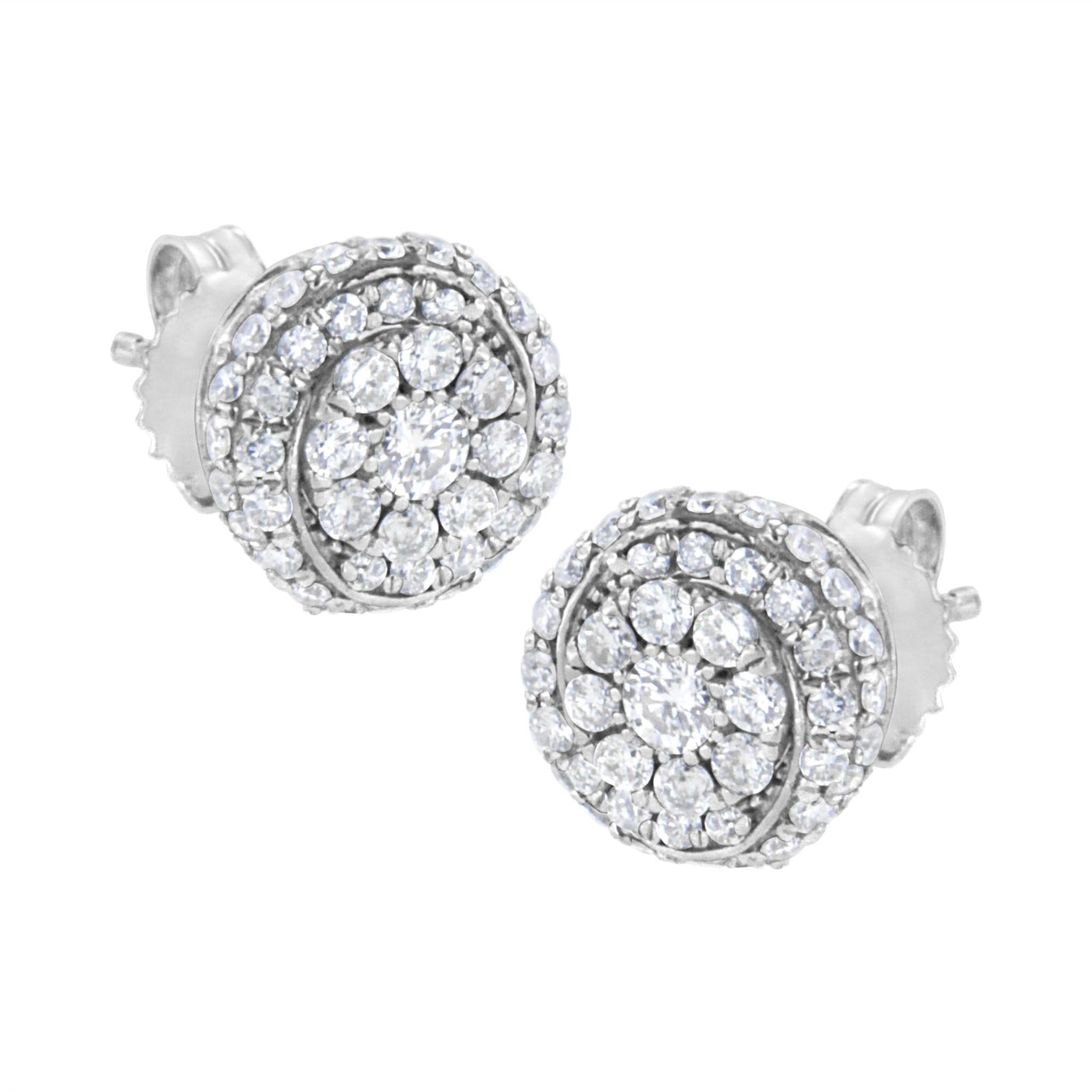 Sterling Silver 1 cttw Lab Grown Diamond Cluster Stud Earring (F-G Color, VS2-SI1 Clarity) - LinkagejewelrydesignLinkagejewelrydesign