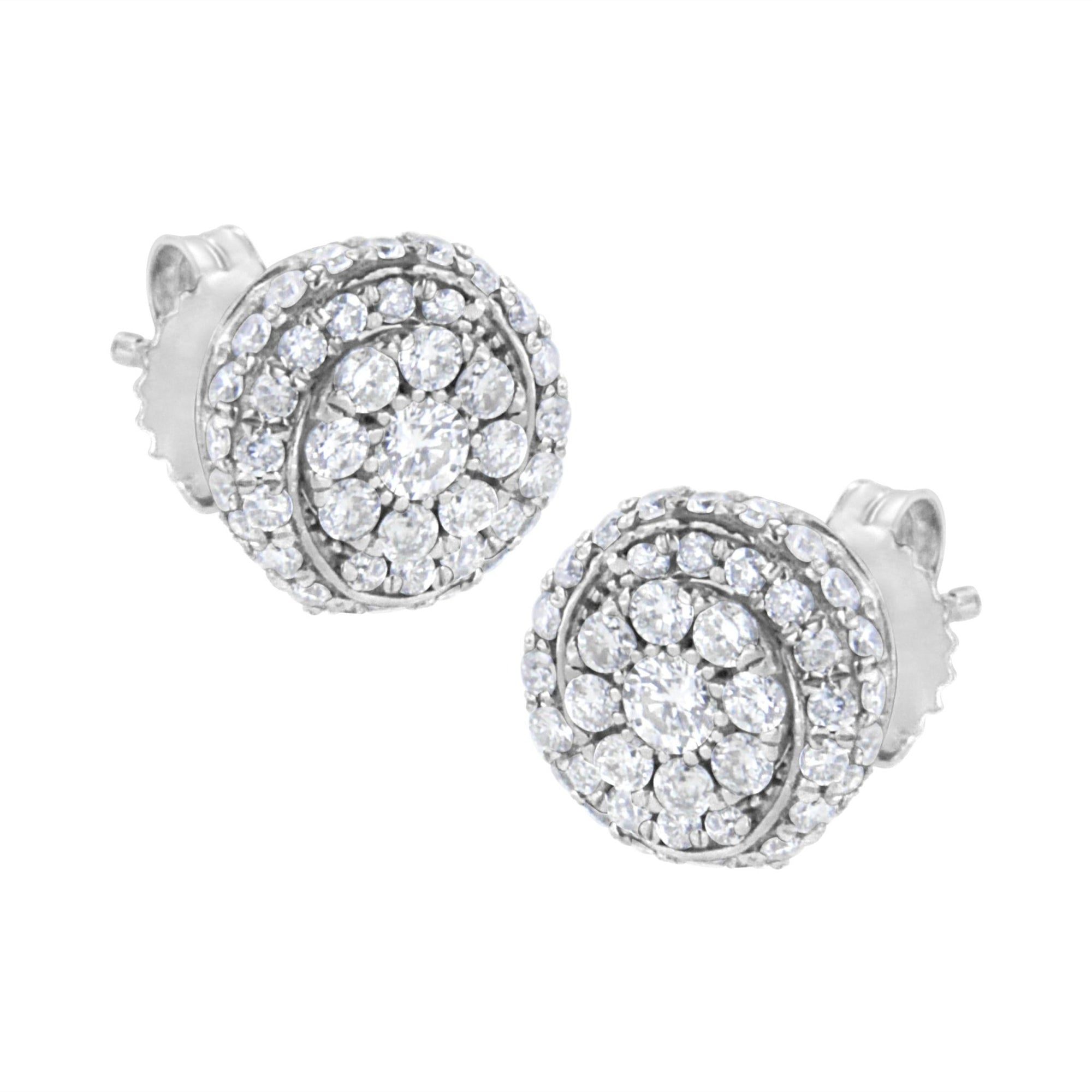 Sterling Silver 1 cttw Lab Grown Diamond Cluster Stud Earring (F-G Color, VS2-SI1 Clarity) - LinkagejewelrydesignLinkagejewelrydesign