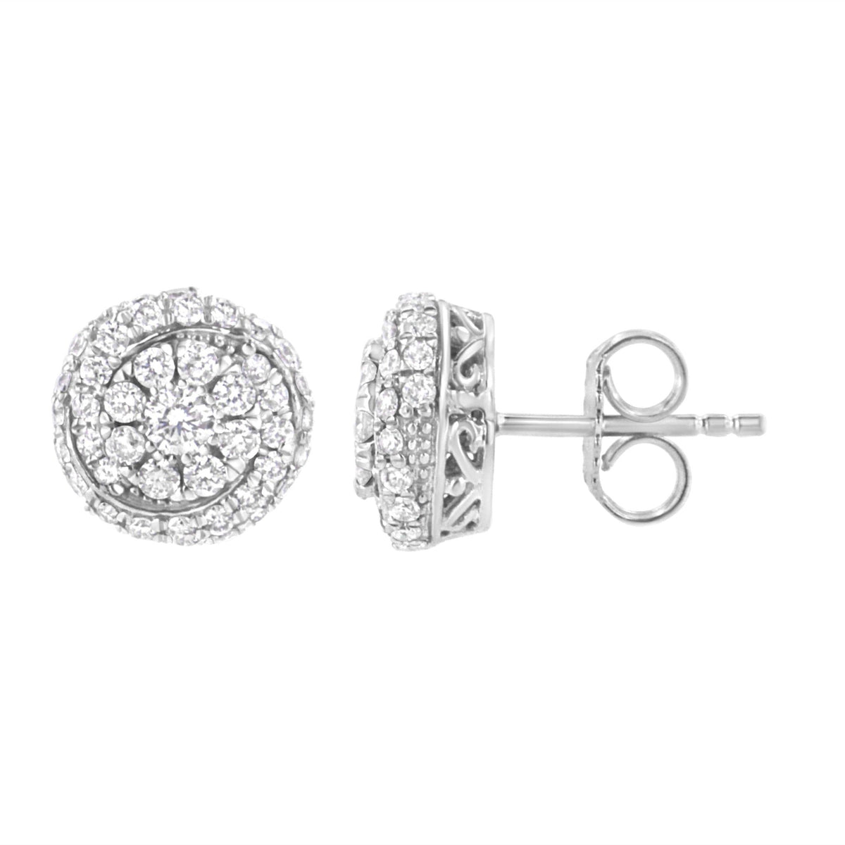 Sterling Silver 1 cttw Lab Grown Diamond Cluster Stud Earring (F-G Color, VS2-SI1 Clarity) - LinkagejewelrydesignLinkagejewelrydesign