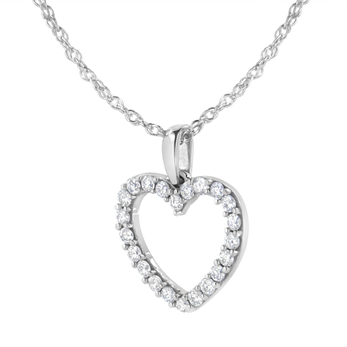 Sterling Silver 1/2 cttw Lab Grown Diamond Heart Pendant Necklace (F-G Color, VS2-SI1 Clarity) - LinkagejewelrydesignLinkagejewelrydesign