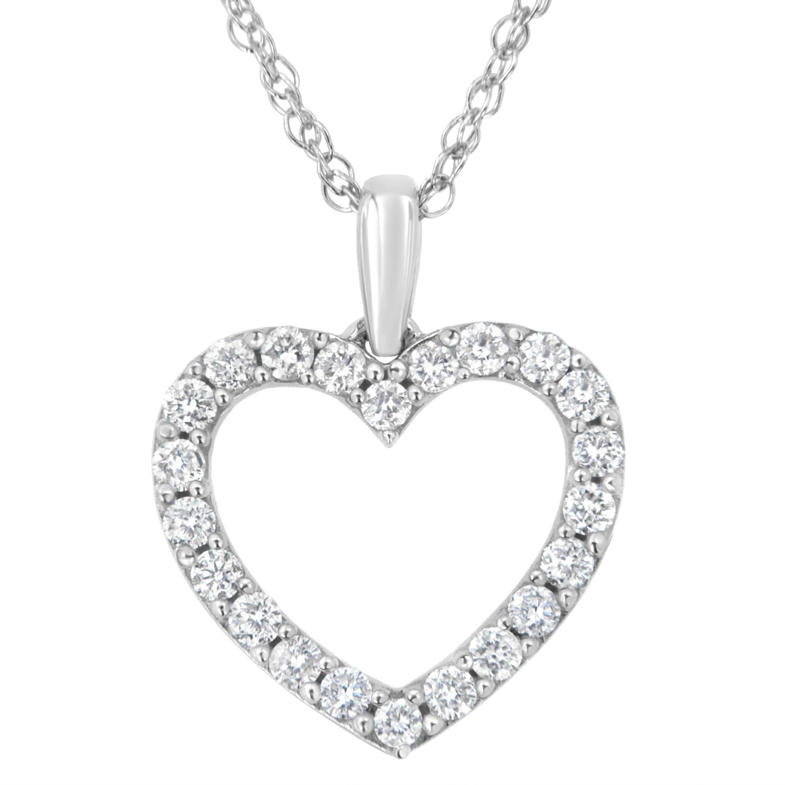 Sterling Silver 1/2 cttw Lab Grown Diamond Heart Pendant Necklace (F-G Color, VS2-SI1 Clarity) - LinkagejewelrydesignLinkagejewelrydesign