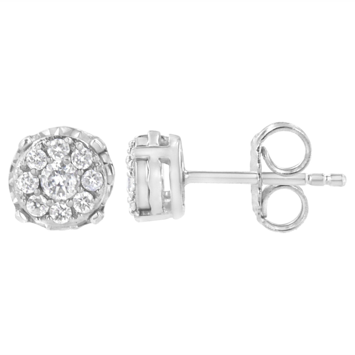 Sterling Silver 1/3 cttw Lab Grown Diamond Cluster Earring (F-G Color, VS2-SI1 Clarity) - LinkagejewelrydesignLinkagejewelrydesign