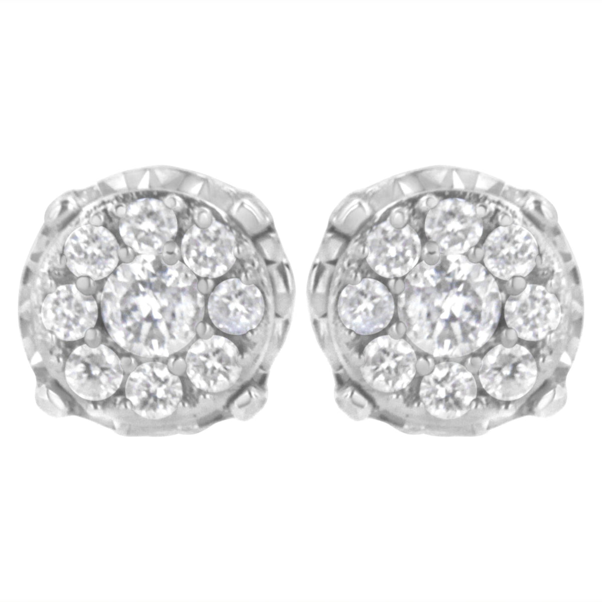 Sterling Silver 1/3 cttw Lab Grown Diamond Cluster Earring (F-G Color, VS2-SI1 Clarity) - LinkagejewelrydesignLinkagejewelrydesign