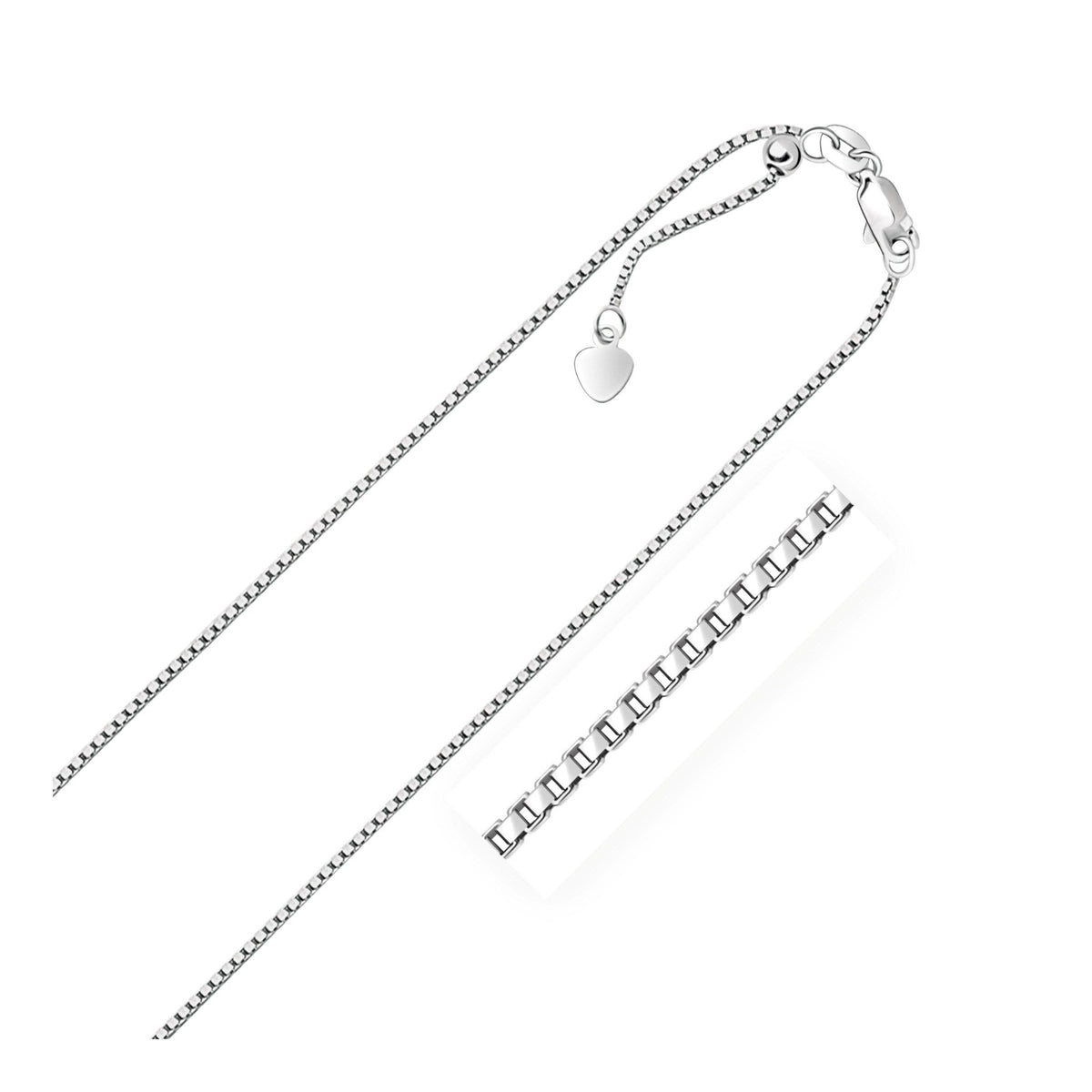 Sterling Silver 1.4mm Adjustable Box Chain - LinkagejewelrydesignLinkagejewelrydesign