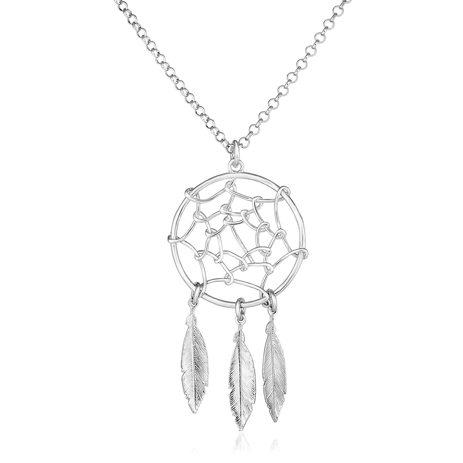 Sterling Silver 17 inch Necklace with Dream Catcher Pendant - LinkagejewelrydesignLinkagejewelrydesign