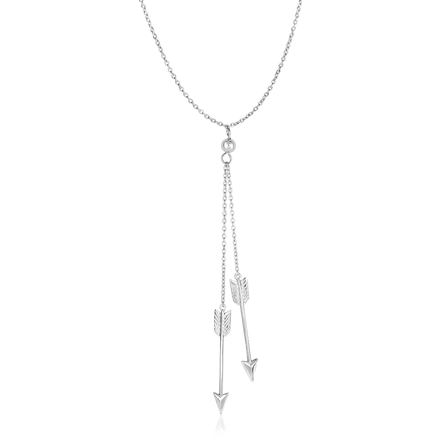 Sterling Silver 18 inch Lariat Necklace with Two Arrows - LinkagejewelrydesignLinkagejewelrydesign