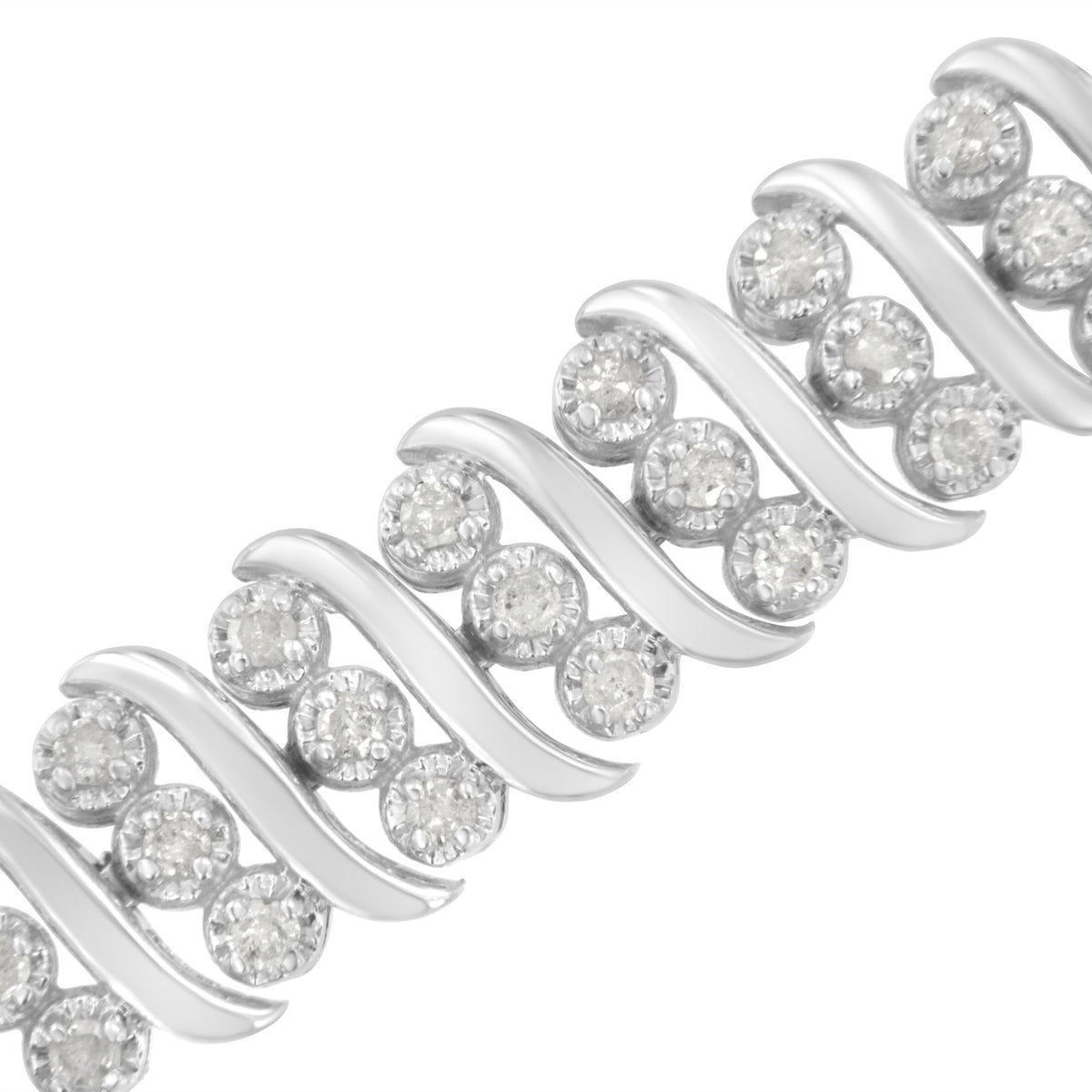 Sterling Silver 2 cttw Diamond Link Double Row Bracelet (I-J, I2-I3) - LinkagejewelrydesignLinkagejewelrydesign