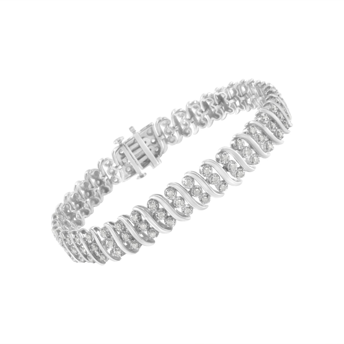 Sterling Silver 2 cttw Diamond Link Double Row Bracelet (I-J, I2-I3) - LinkagejewelrydesignLinkagejewelrydesign