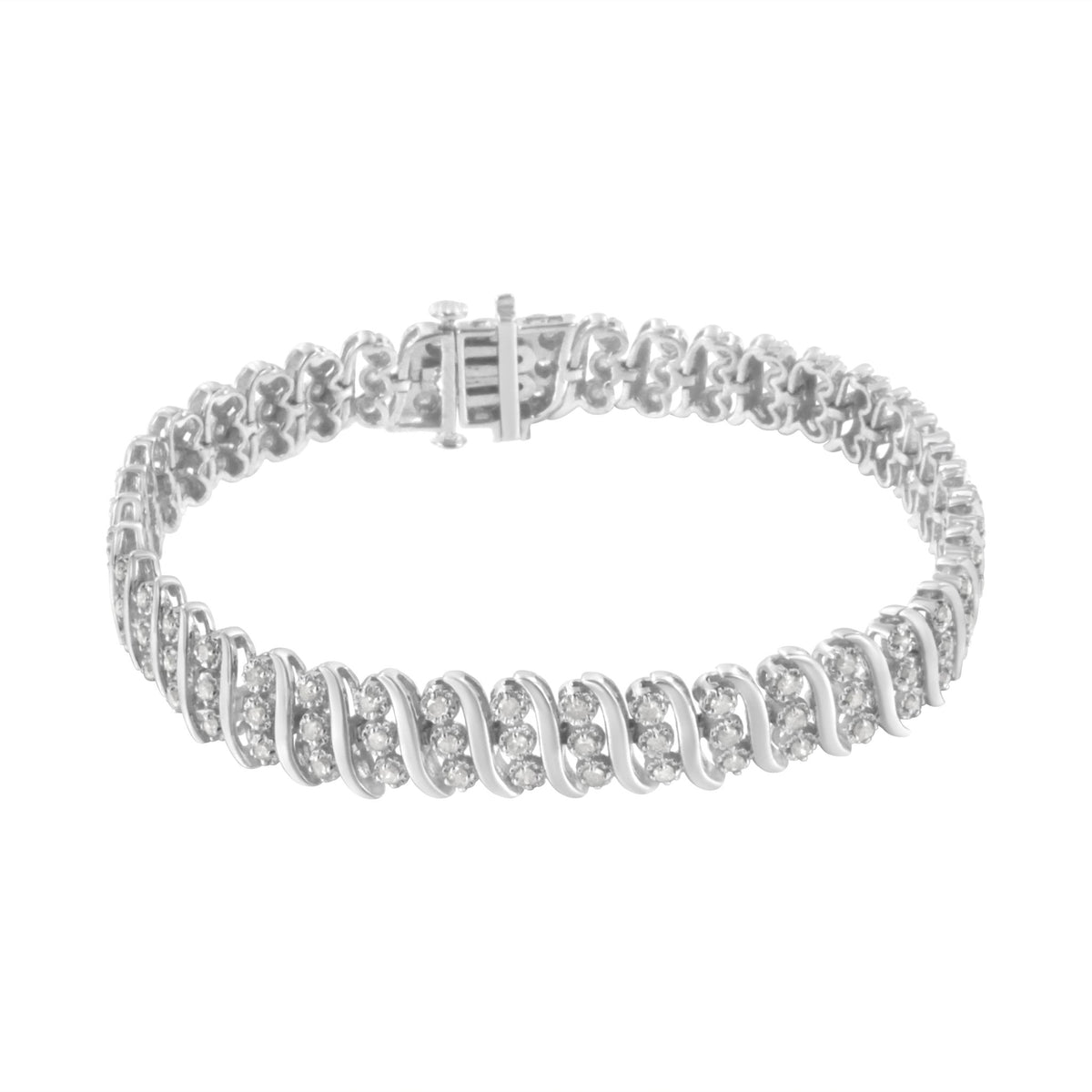 Sterling Silver 2 cttw Diamond Link Double Row Bracelet (I-J, I2-I3) - LinkagejewelrydesignLinkagejewelrydesign