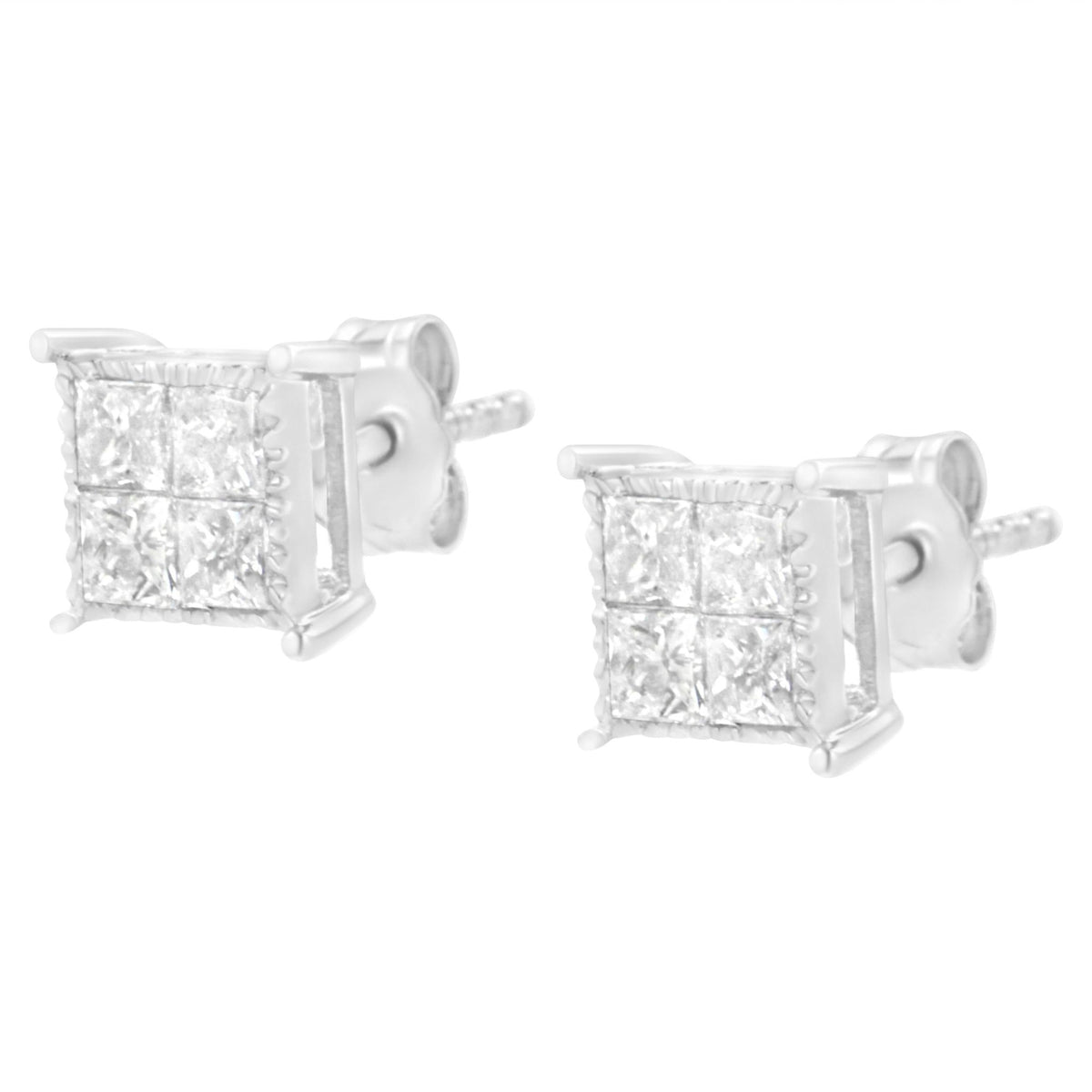 Sterling Silver 3/4 cttw Composite Diamond Stud Earrings (I-J, I2-I3) - LinkagejewelrydesignLinkagejewelrydesign