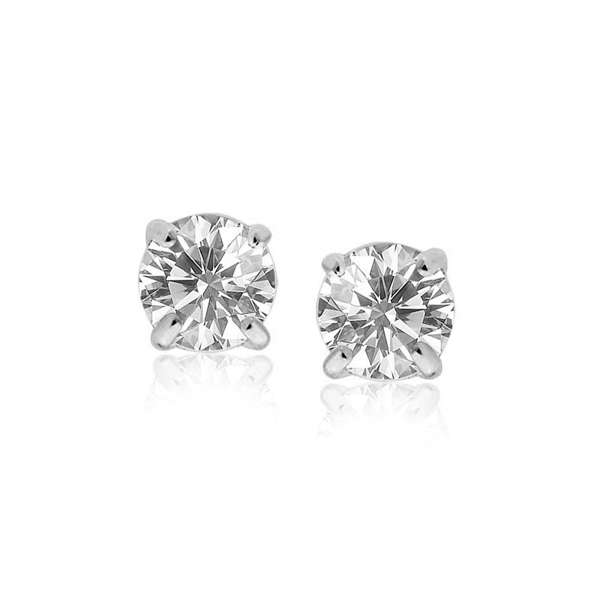 Sterling Silver 8.0mm Round CZ Stud Earrings - LinkagejewelrydesignLinkagejewelrydesign