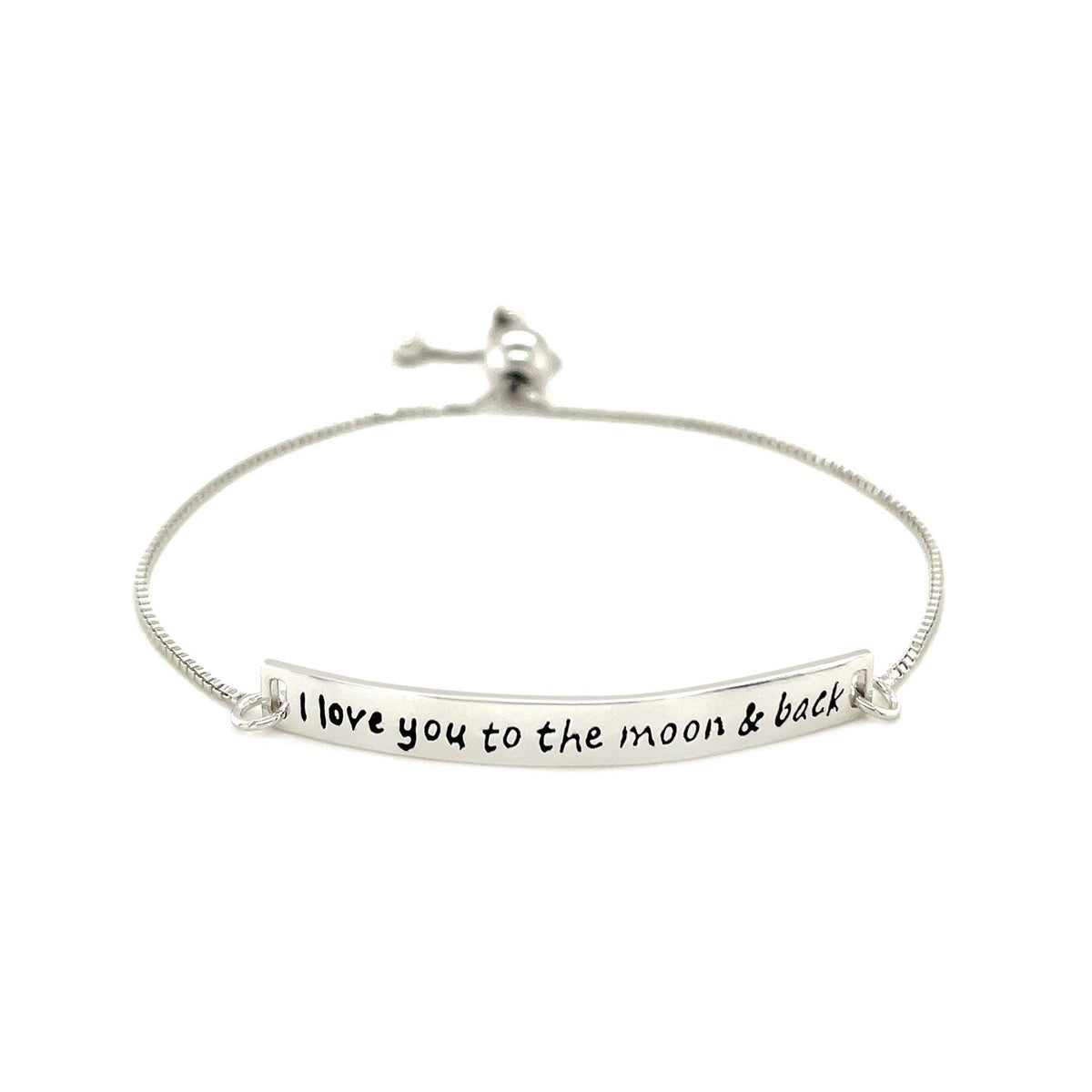 Sterling Silver Adjustable I Love You to the Moon and Back Bracelet - LinkagejewelrydesignLinkagejewelrydesign