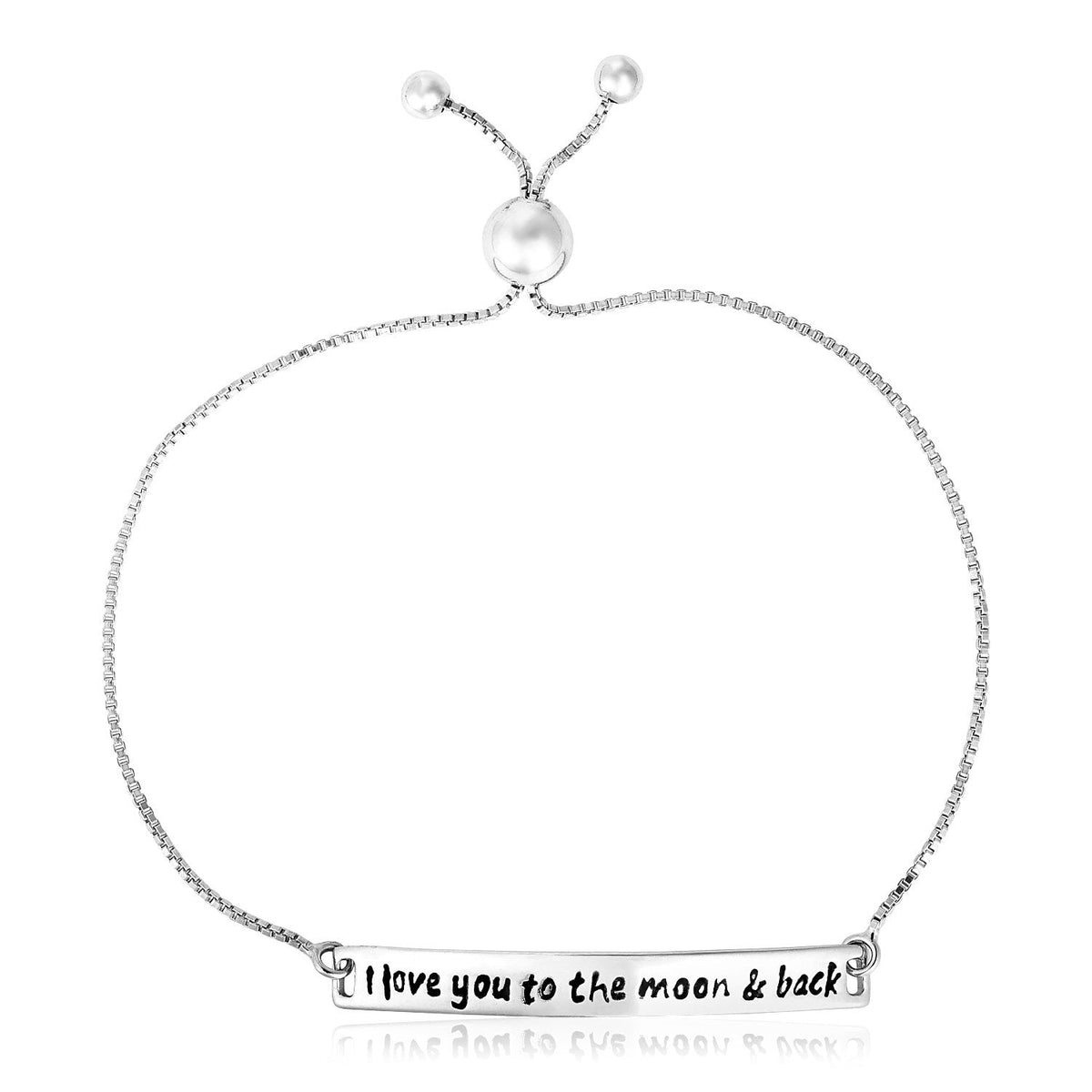 Sterling Silver Adjustable I Love You to the Moon and Back Bracelet - LinkagejewelrydesignLinkagejewelrydesign