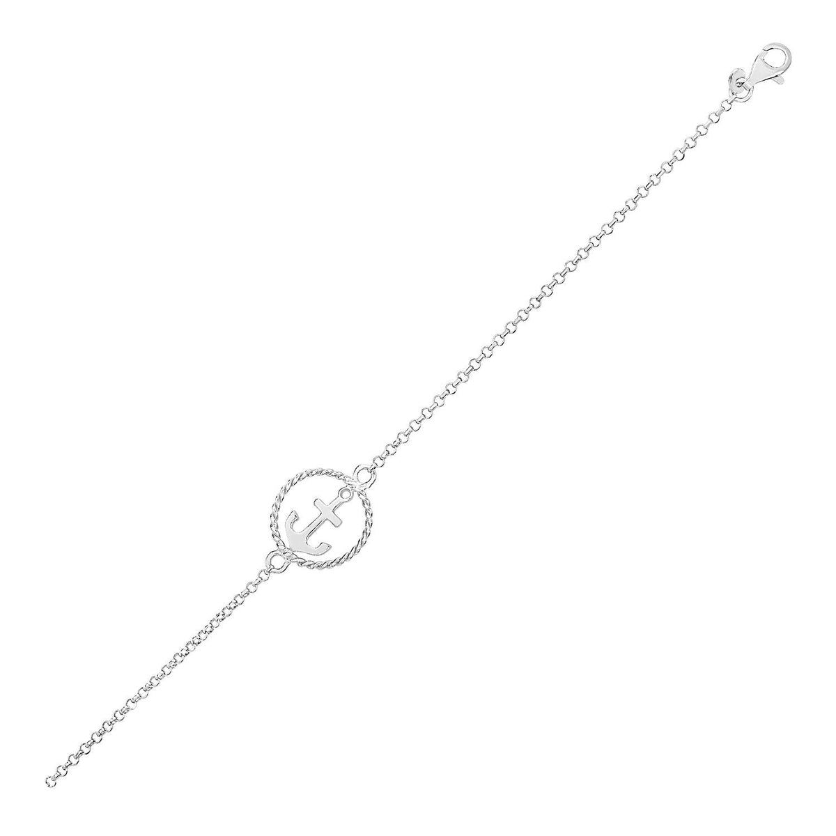 Sterling Silver Bracelet with Anchor - LinkagejewelrydesignLinkagejewelrydesign