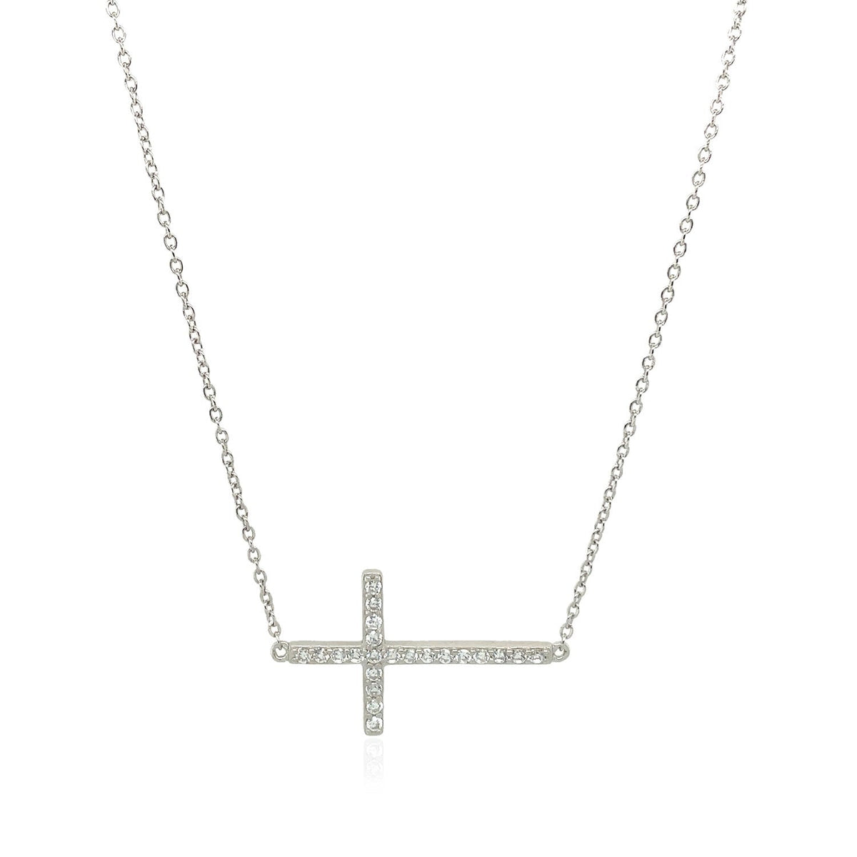 Sterling Silver Cross Bracelet with Cubic Zirconias - LinkagejewelrydesignLinkagejewelrydesign